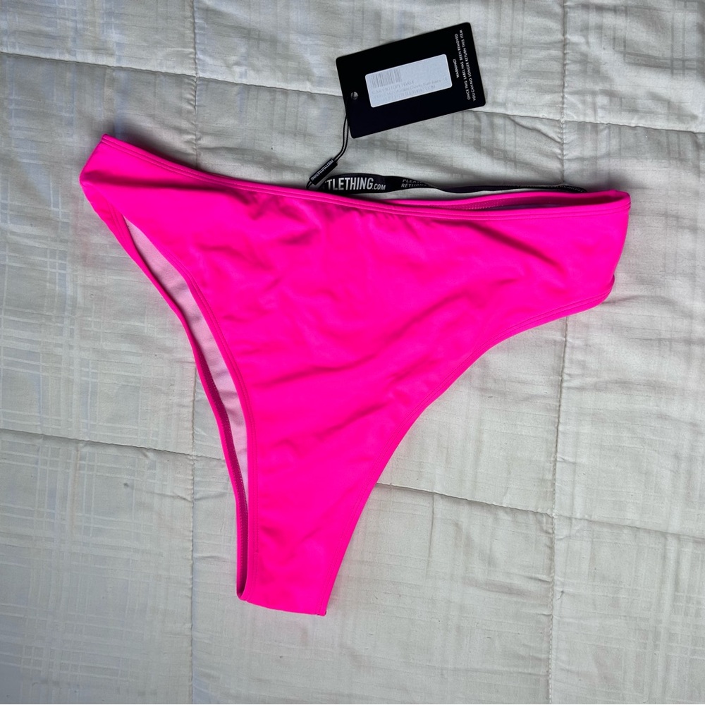 Never worn pretty little things neon pink high rise swimsuit bottoms